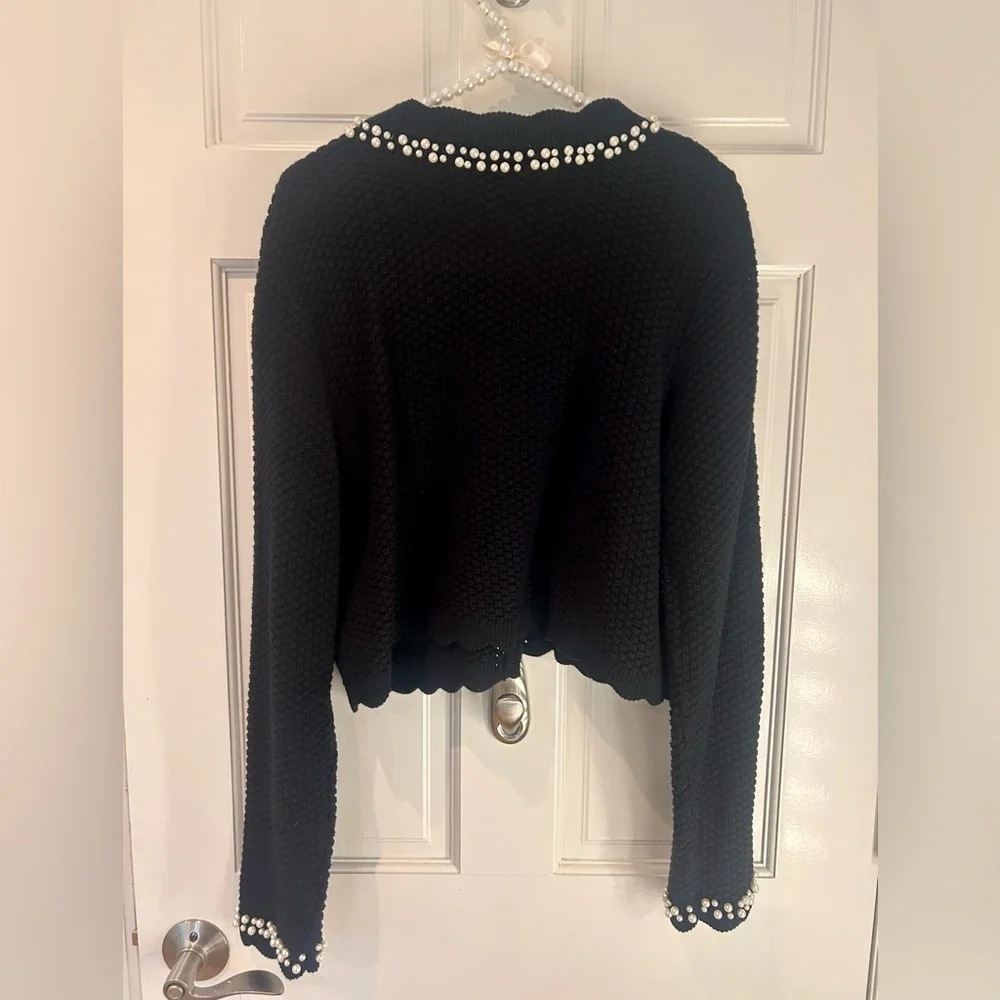 Black Cardigan with Pearl Detailing - Picture 3 of 3
